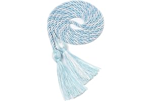 FtyFty 2Pcs Graduation Honor Cords 68" Long, Double and Single, Polyester Twisted Strand with Tassels 36 Colors (Sky Blue White)