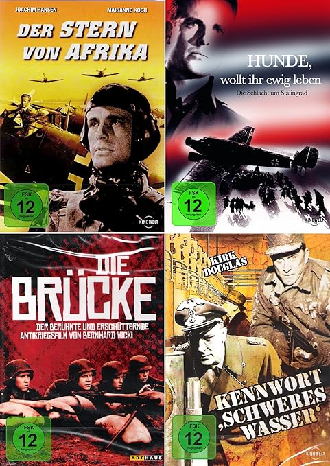 History Collection | Der Stern von Afrika + Kennwort: Schweres Wasser + Die Brücke + Hunde wollt ihr ewig leben? [4-DVD]