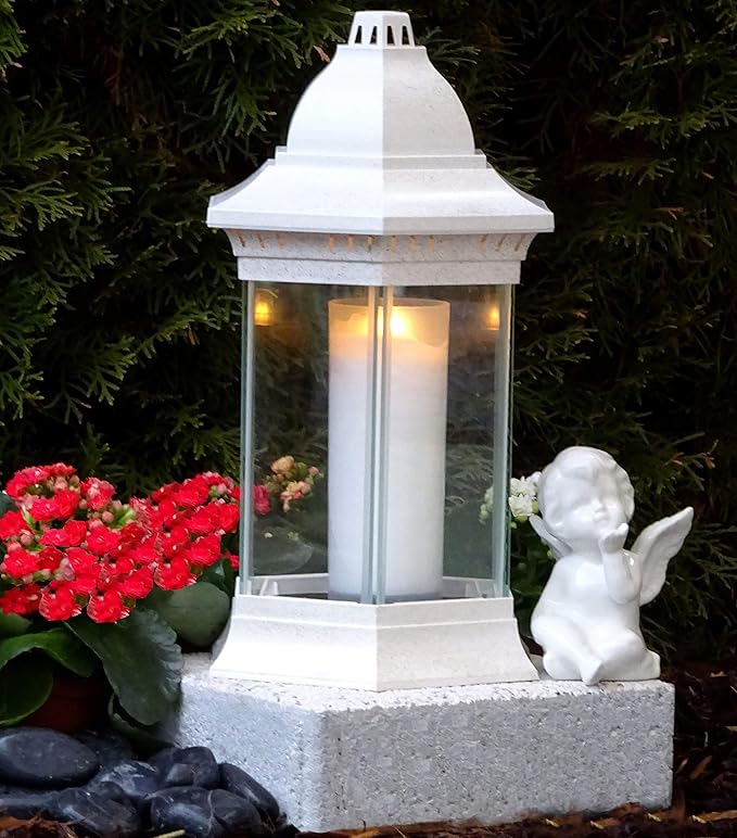 FISO Grab Laterne Mit Kreuz - Wetterfeste Grablicht Für Den Friedhof