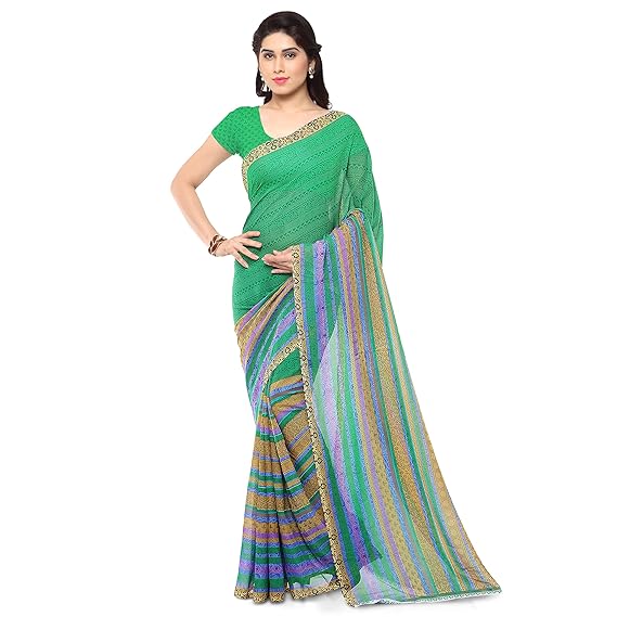 Georgette Saree with Blouse Piece (1164_3_Multicoloured_Free size)
