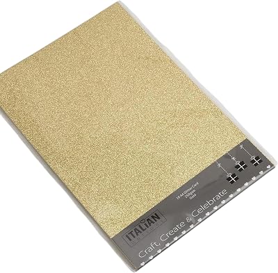 Italian Options Glitter Cardstock 250gsm A4 Gold 10 Sheets Non-Shed