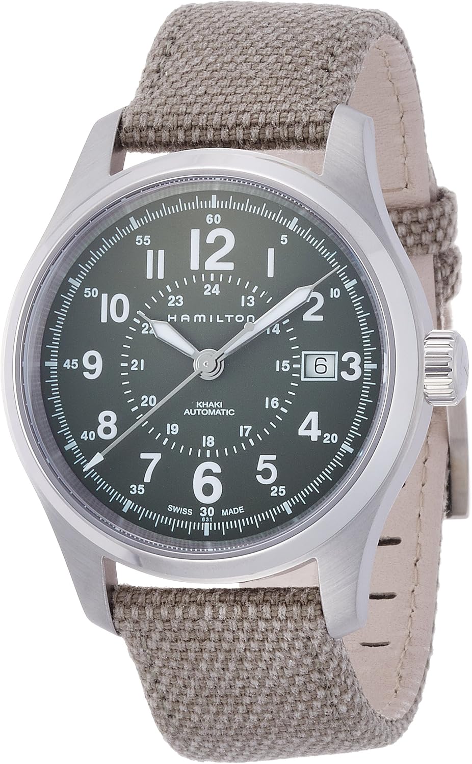 Hamilton Men's H70595963 Khaki Field Automatic Olive Watch Amazon.ca
