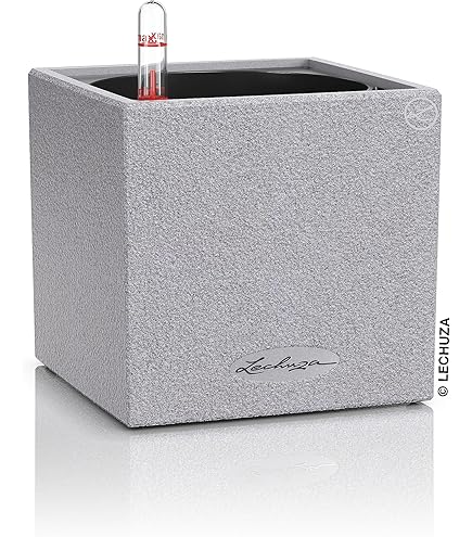 Pot De Fleur Lechuza CUBICO Color 40 - Brun Sable, 39,5x39,5x75,5cm, Système D'arrosage Intégré, Fabriqué En Allemagne
