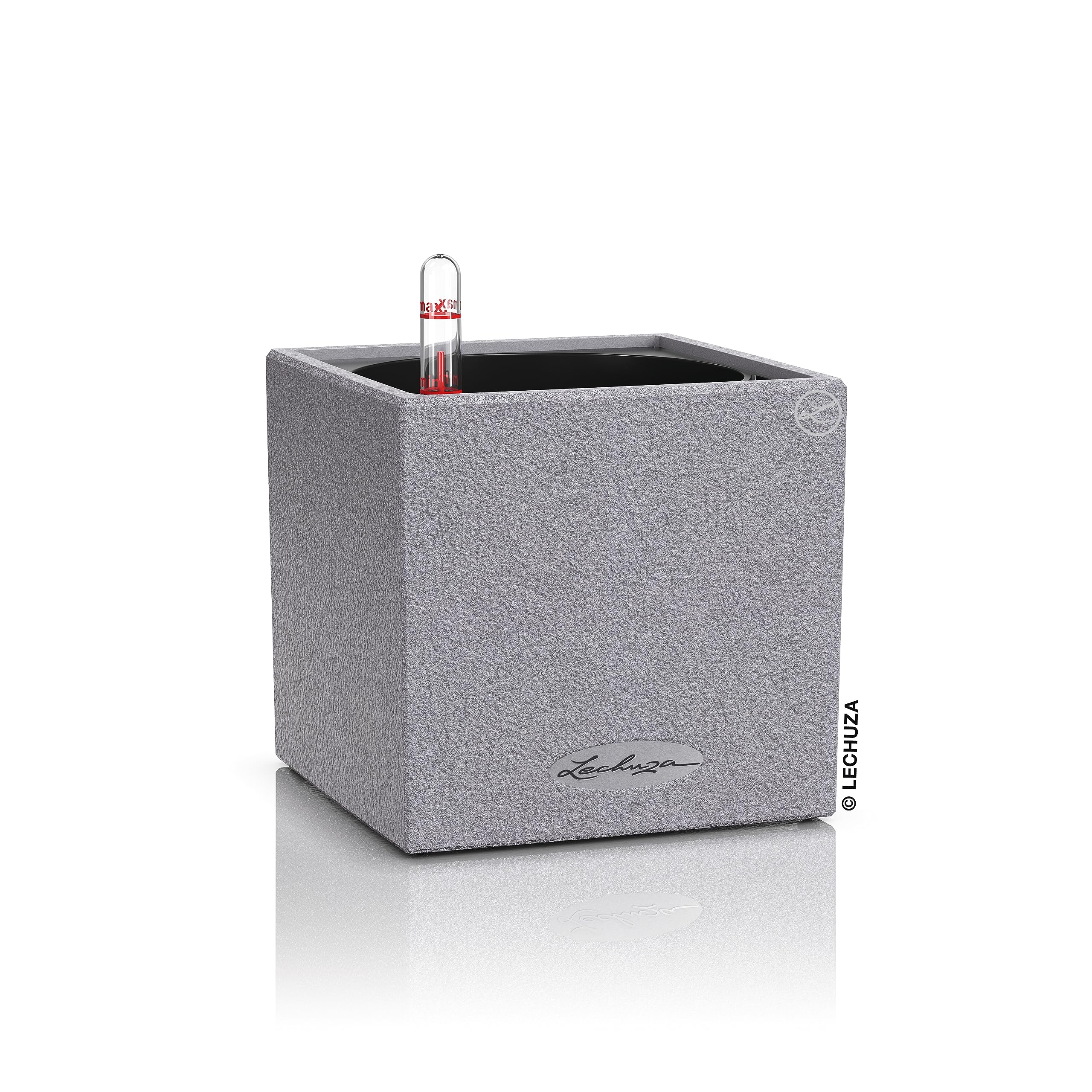 Lechuza Self Watering Plant Pot CANTO Stone 14 Garden Flower Indoor and Outdoor Small Plastic Herb Planter without Drainage Hole H14 L14 W14 cm Stone Grey