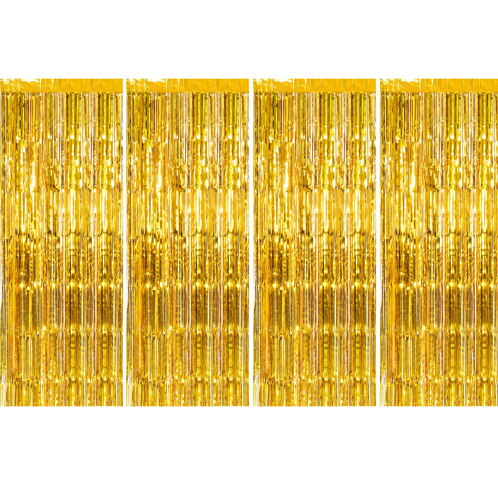 CHRORINE 4Pcs 1m x 2.5m Gold Tinsel Curtains Streamers Backdrop for Gold Party Birthday Engagement Graduation Bachelorette Holiday Party Decorations