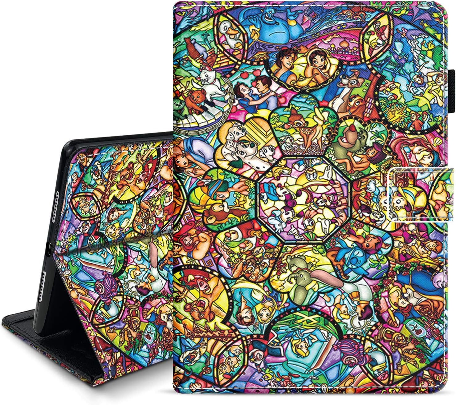 DC Faner for iPad Pro 11 2018 Case with Pencil Holder, Lightweight Soft PU Leather Cover Case Stand Folio Shockproof Cover Multi-Angle Viewing (Cartoon Characters)
