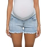 Foucome Women's Maternity Ripped Jean Shorts Summer Distressed Denim Shorts