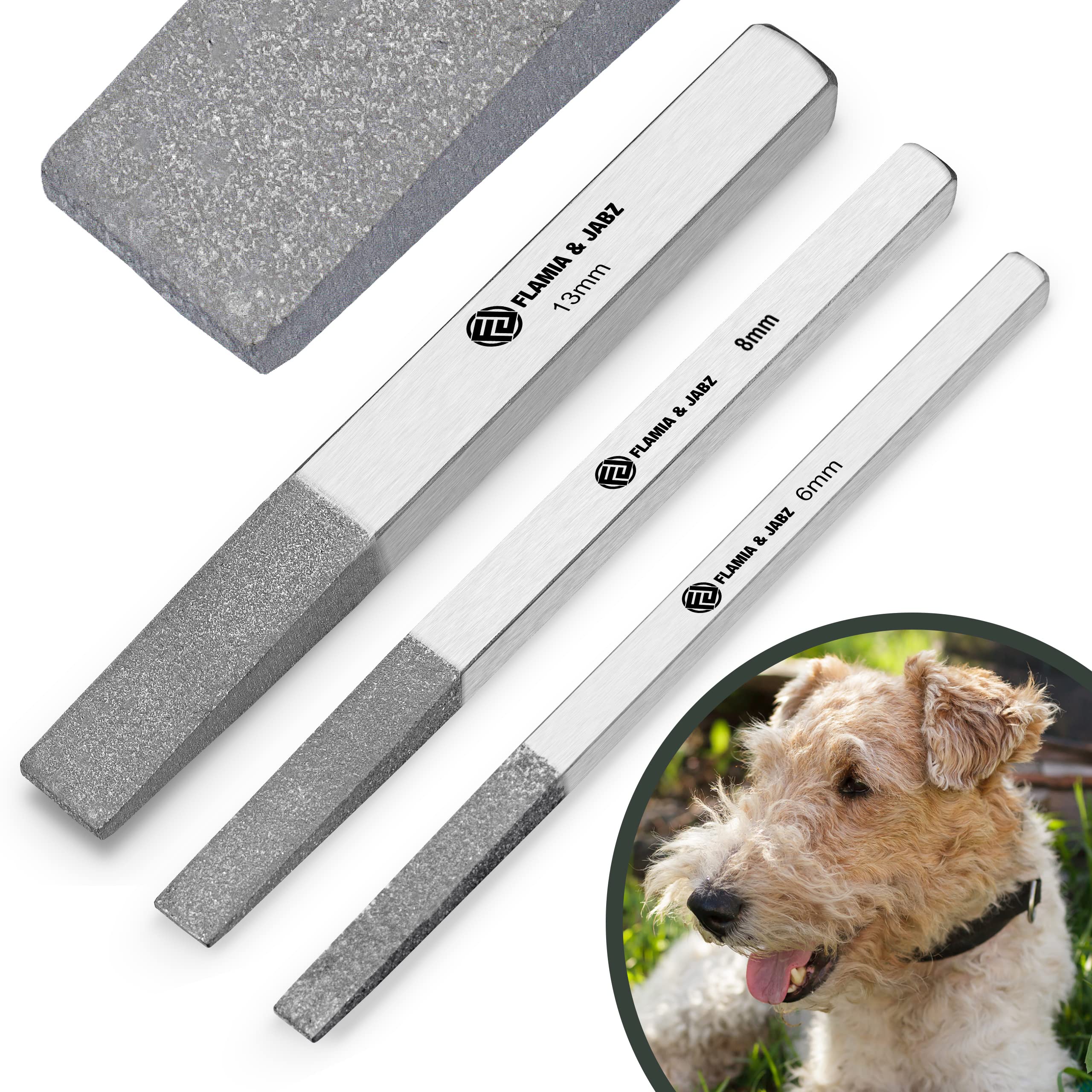 FLAMIA & JABZ Stripping Metal Stones & Nail file for Dogs, Cats & Pets (3 Piece Pack)