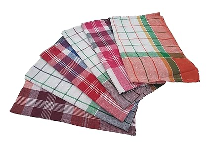 SHOP BY ROOM Plain Weave Cotton Cloth for Kitchen Cleaning Purpose, Dusting (Multicolour, 16x16 inch) -Pack of 6