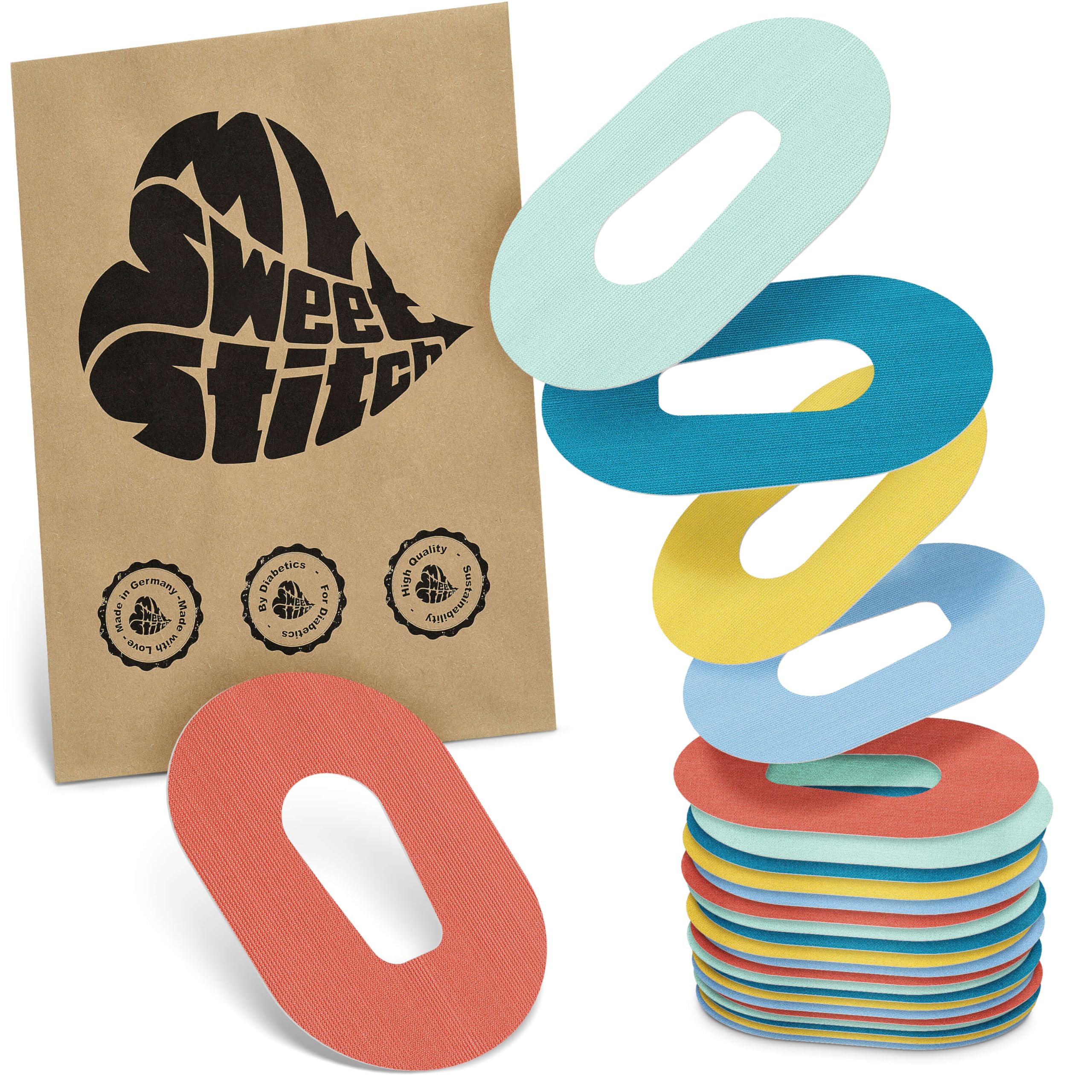 MySweetStitch - 25 x Dexcom G6 Patches, Overpatch Ø 70 x 55mm, Waterproof, Breathable, Skin-Friendly, Made in Germany, Pastel