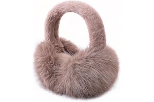 Eyegla Ear Muffs for Women Winter Adjustable & Foldable Fuzzy Earmuffs Fluffy Soft Ear Covers for Cold Weather