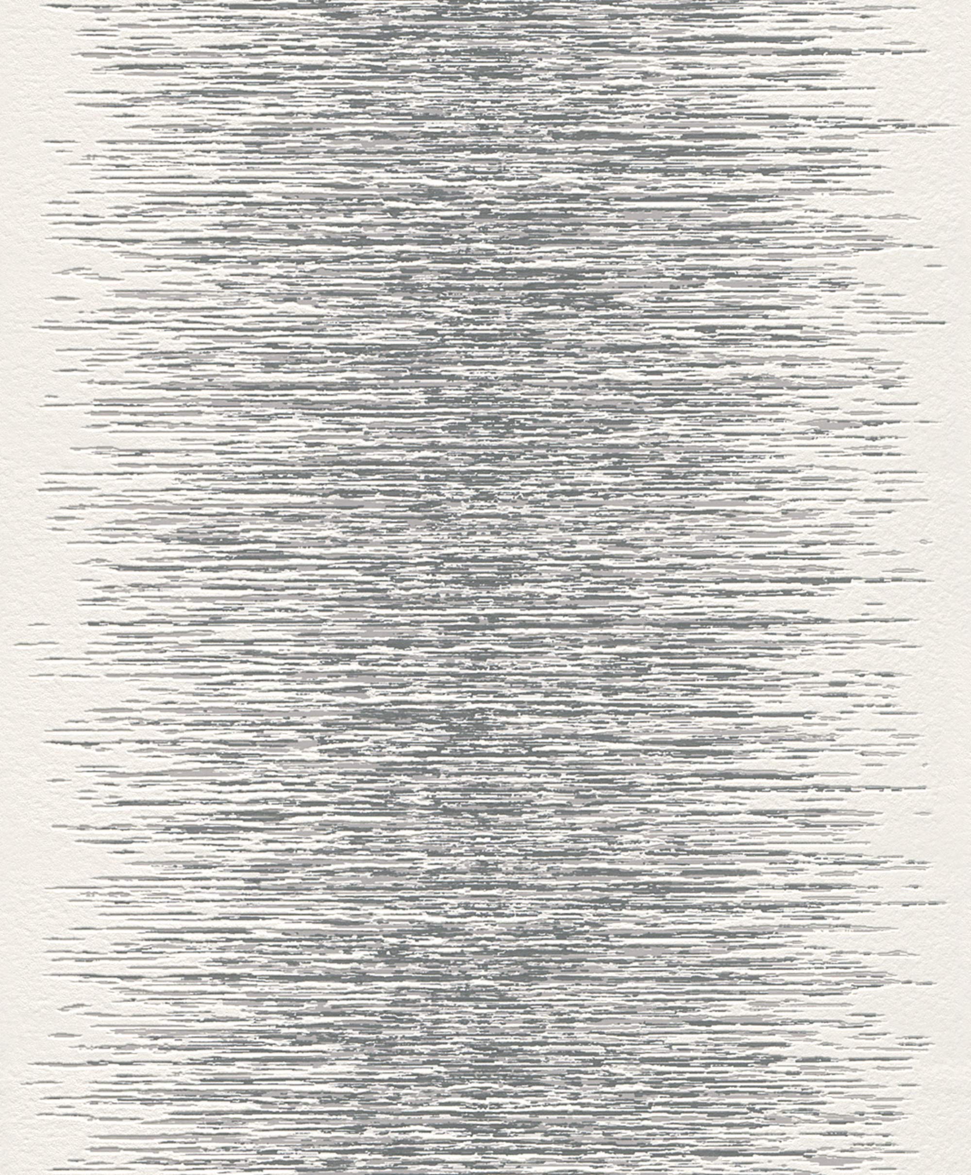 Rasch 413809 - White Non-Woven Wallpaper in 3D Look, with Fine Lines in Metallic Silver and Grey - 10.05 m x 53 cm (L x W)