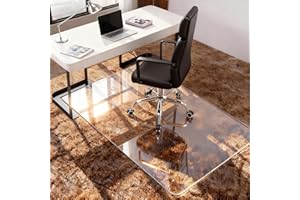 Azadx Tempered Glass Chair Mat for Carpet 32" x 48" Heavy Duty Office Chair Mat for Carpets 1/5" Thick for Carpeted Floor/Hard Floor Easy Glide Carpet Protector with Round Corner and Polished Edge