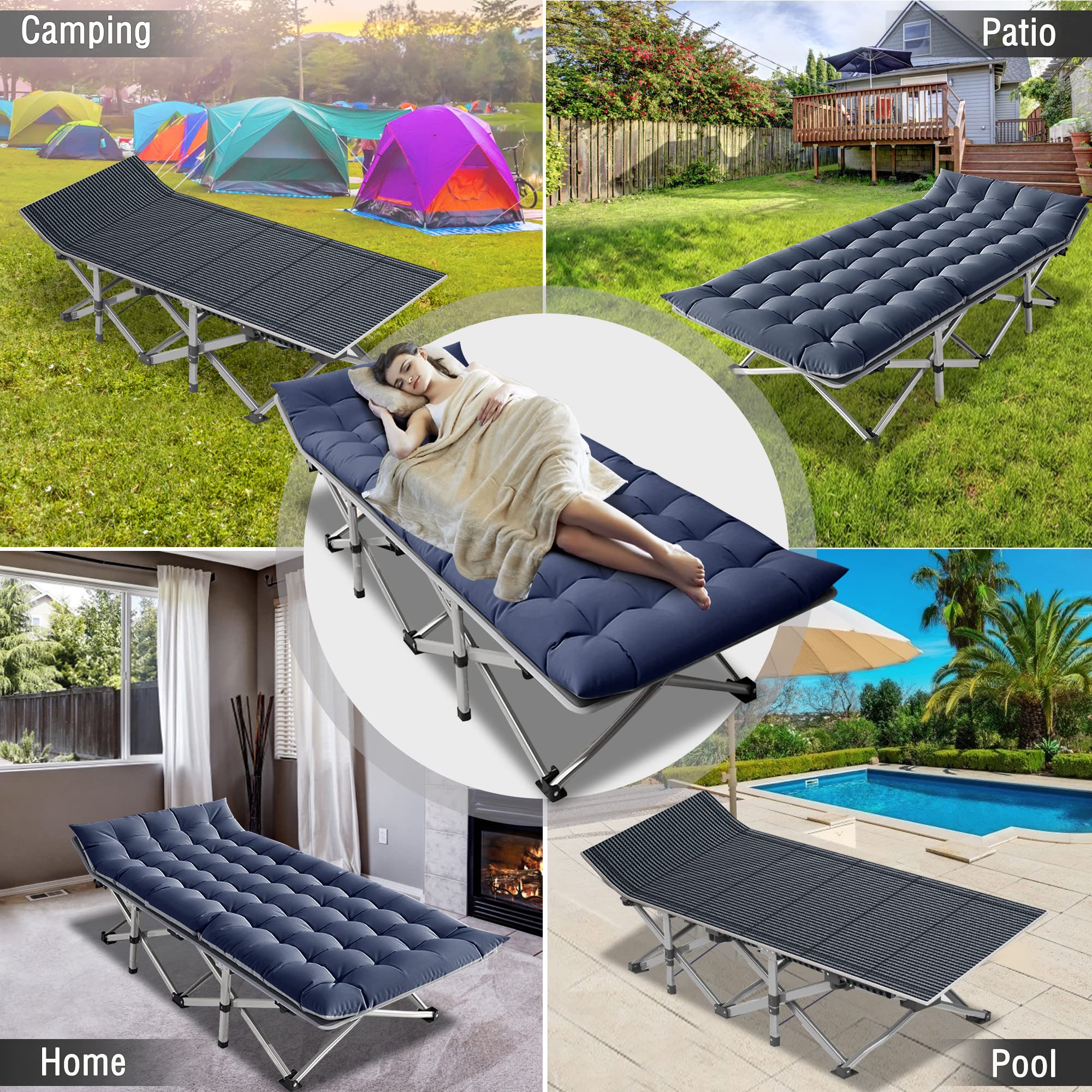 ABORON Folding Camping Cot W/Mat for Adults, Heavy Duty Outdoor Bed