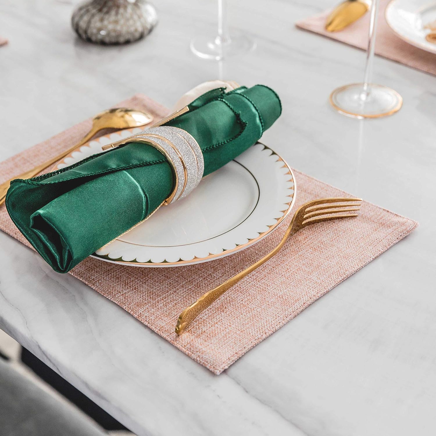 Home Brilliant Placemats Place Mat Pink Table Mats Set of 6 Non Slip Easy to Clean Machine Washable Place Mats for Dining Kitchen Restaurant Table, 13x19 inch: Home & Kitchen