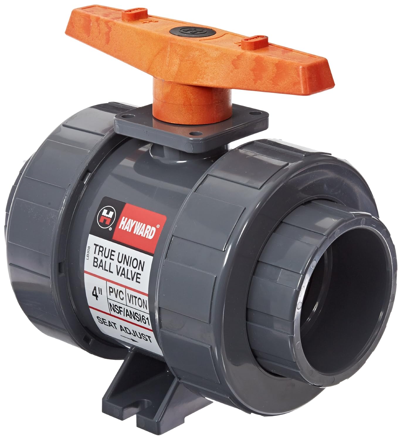 Hayward TB1400S Series TB True Union Ball Valve, Socket End, PVC with FPM Seals, 4" Size