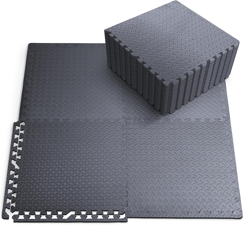 Kayman 4 Pack 60x60 cm Gym Floor Nonslip Interlocking EVA Mats Grey