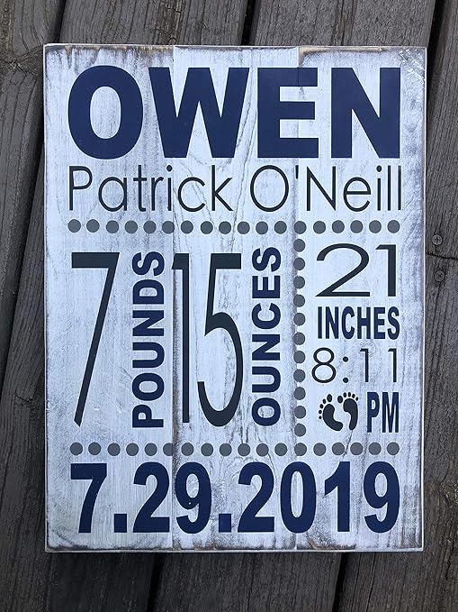 wooden birth announcement