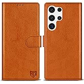 ZZXX for Samsung Galaxy S23 Ultra Wallet Case with [RFID Blocking] Card Slot Kickstand Magnetic Closure Leather Flip Fold Protective Phone Case for Galaxy S23 Ultra 5G Case Wallet(Brown-6.8 inch)