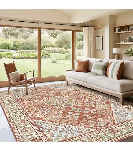 Amazon.com: Kokia 8x10 Boho Machine Washable Low Pile Area Rugs