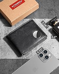 Mens Wallet With AirTag Holder, Bifold Leather RFID