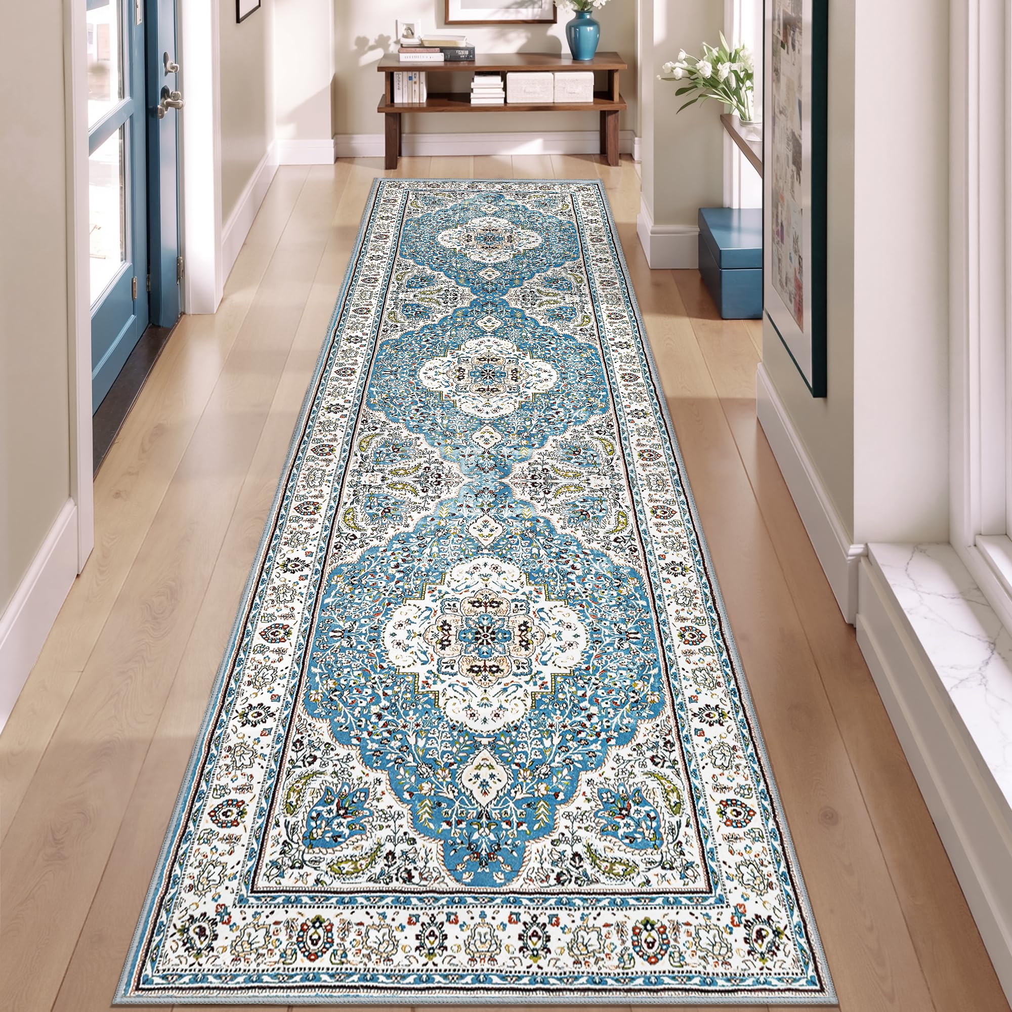 Ciicool Washable Vintage Runner 2' x 8' ft Hallway Rug Carpet, Boho Low Pile Long Non Slip Soft Kitchen Carpet Indoor Oriental Throw Rug Image