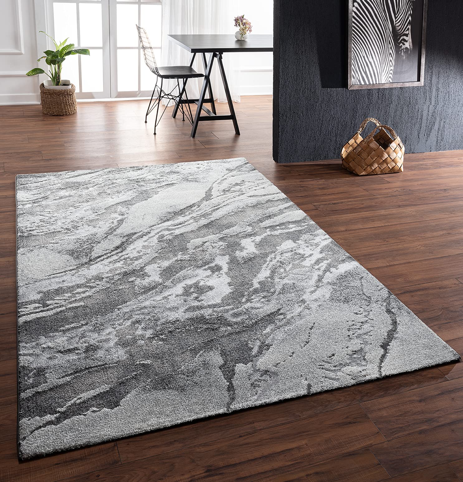 Mia's Teppiche Mira Living Room Grey/Anthracite 80x150 cm Frieze