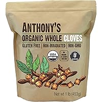 Anthony's Organic Whole Cloves, 1 lb, Gluten Free, Non GMO, Non Irradiated, Keto Friendly