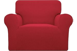 Easy-Going Stretch Chair Sofa Slipcover 1-Piece Couch Sofa Cover Furniture Protector Soft with Elastic Bottom for Kids, Pet. Spandex Jacquard Fabric Small Checks (Chair, Christmas Red)