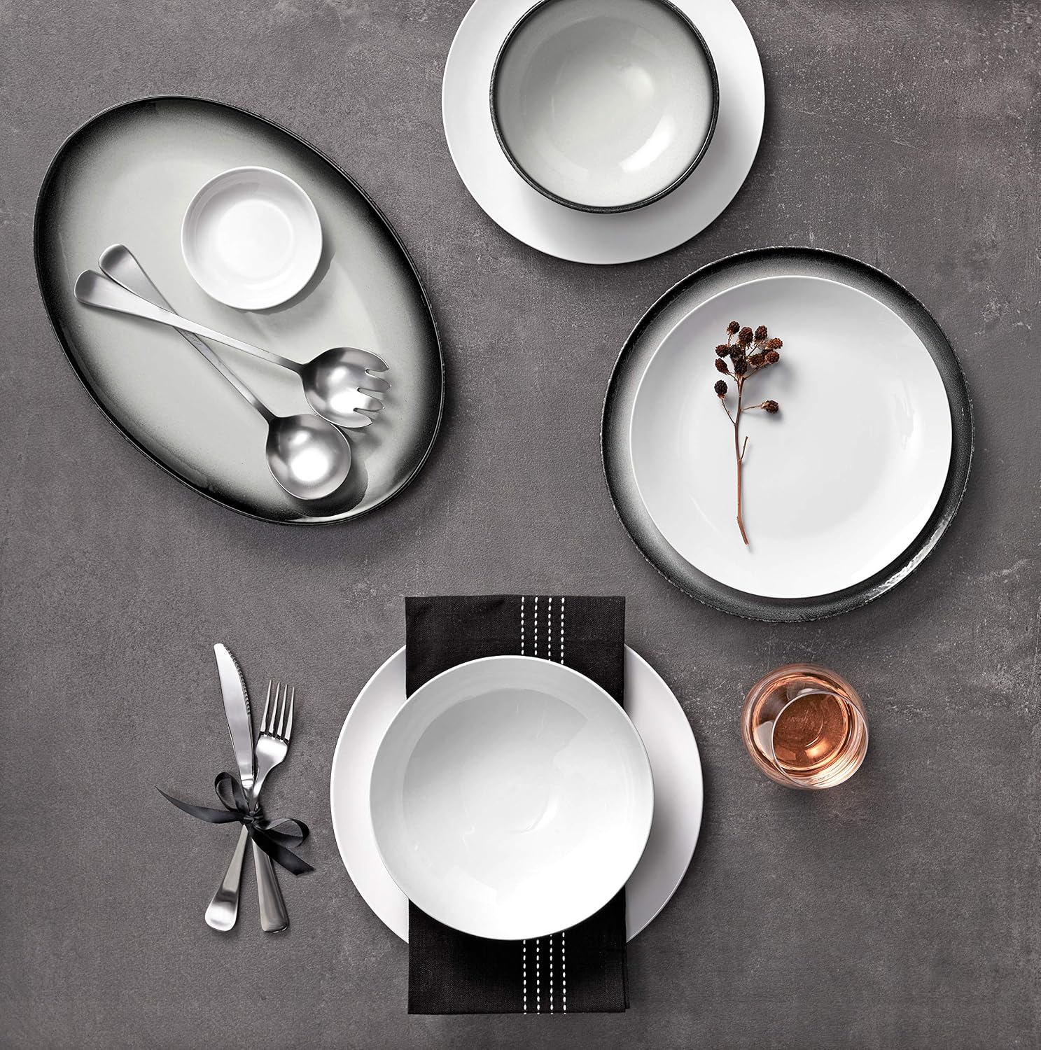 Maxwell & Williams AX0272 Caviar Granite 12 Piece Dinner Set, Gift Boxed, Porcelain - Image 5