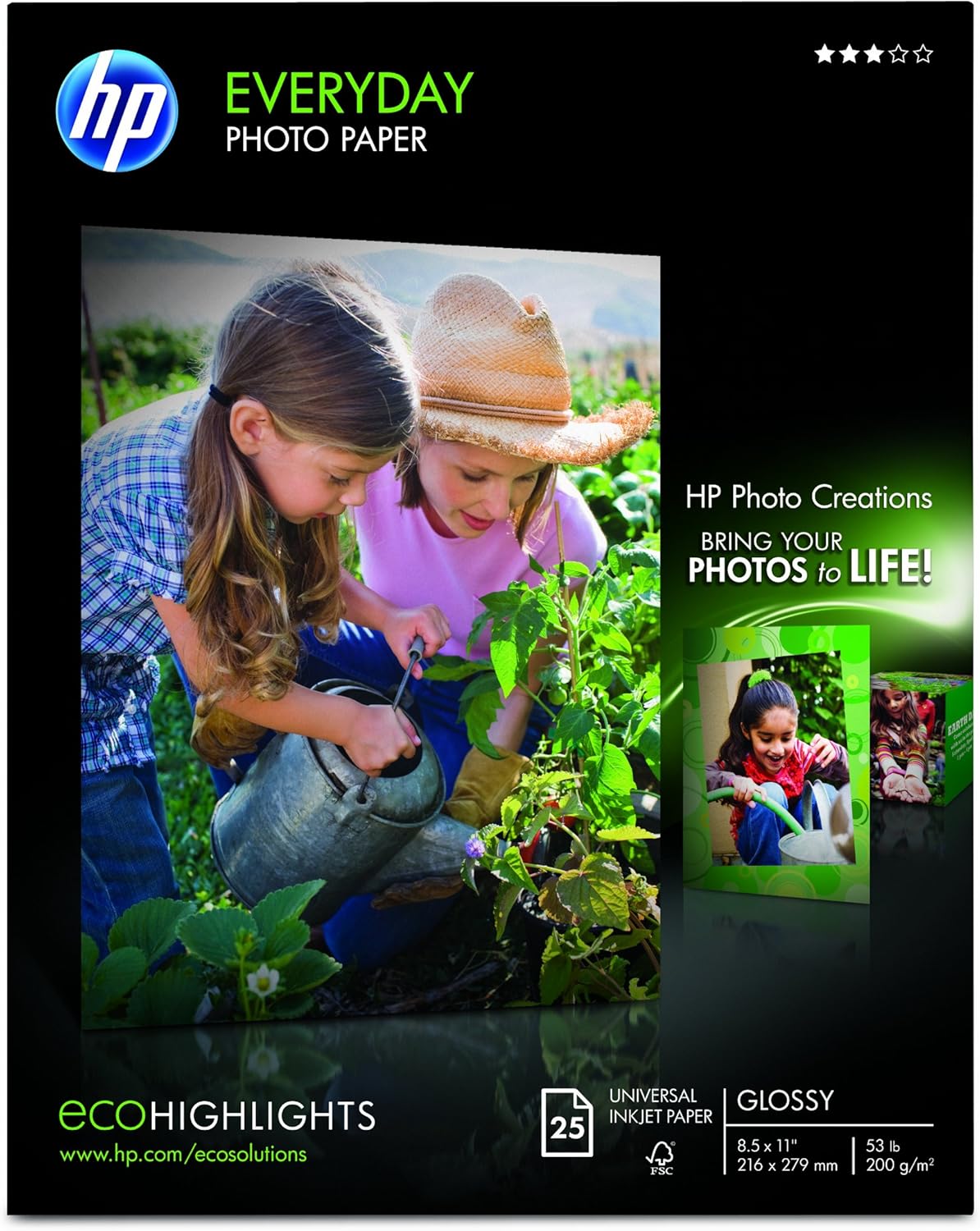 HP Glossy Everyday Photo Paper, 25 Sheets, 8.5 x 11 inches (Q5498A) : Photo Quality Paper : Camera & Photo