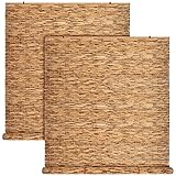 DoubleFill 2 Pcs Bamboo Shades Outdoor Reed Roll Up