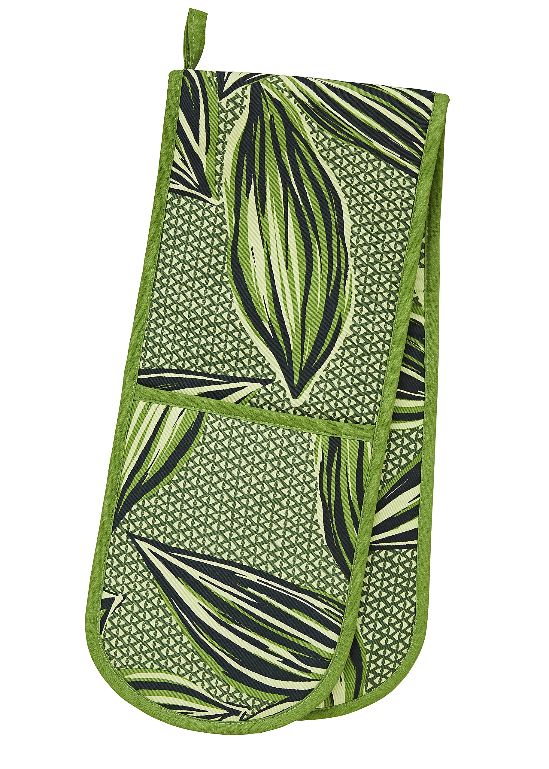 Ulster Weavers - Green Leaf Double Oven Gloves (88 x 18cm) - 100% Cotton - Botanical Leaves Oven Gloves Heat Resistant - Washable - Tropical Leaf Oven Gloves in Green - Leaf Kitchen Accessories