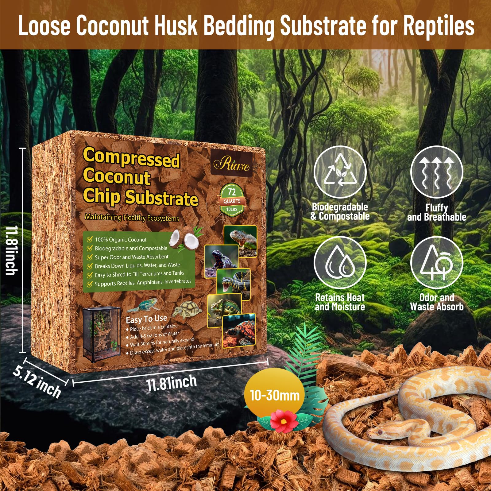 Mua Riare 10LB Coconut Chip Substrate for Reptiles, 72 Quart Coconut ...