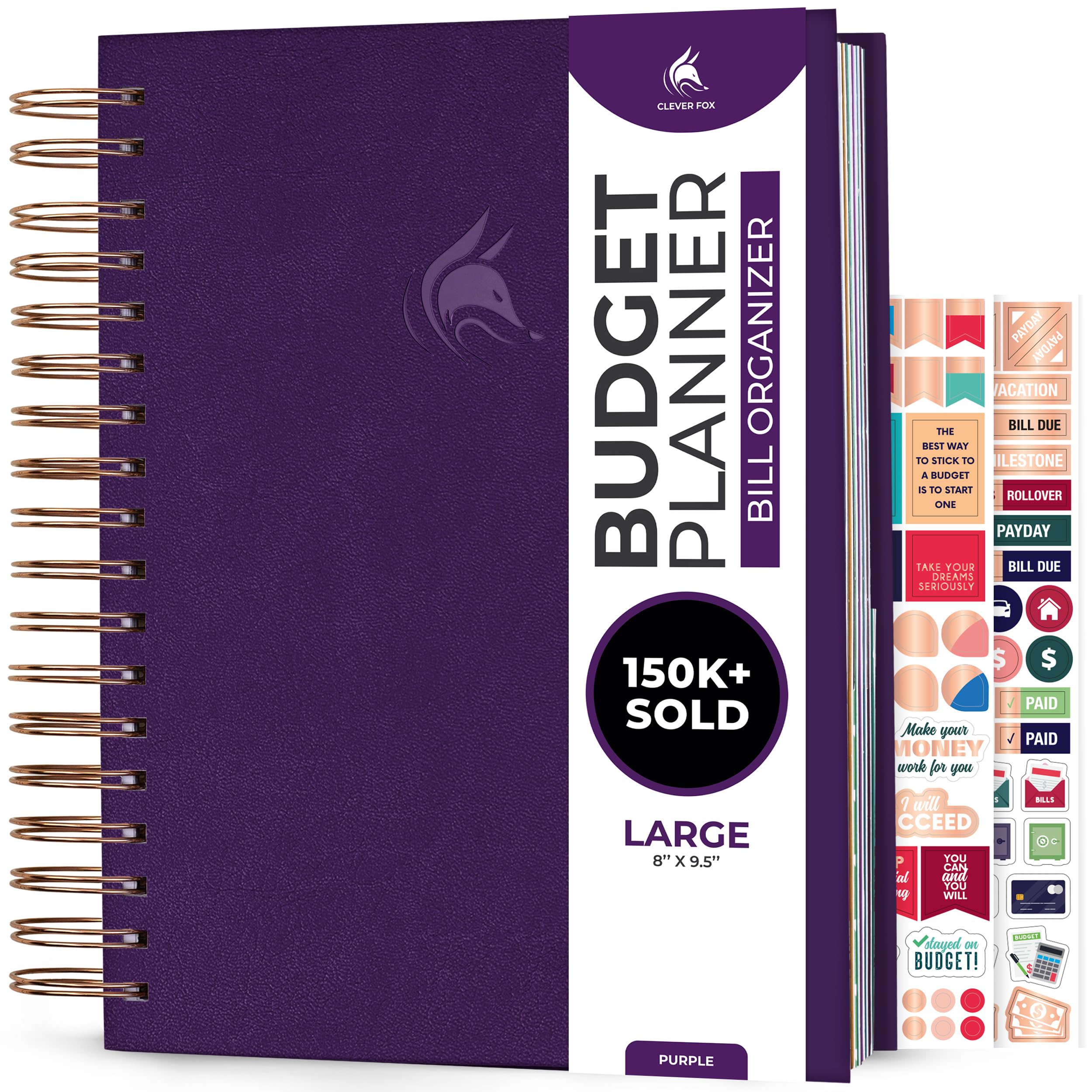 Clever Fox Budget Planner & Monthly Bill Organizer with Pockets. Expense Tracker Notebook, Budgeting Journal and Financial Planner Budget Book to Control Your Money. Large Size – Purple