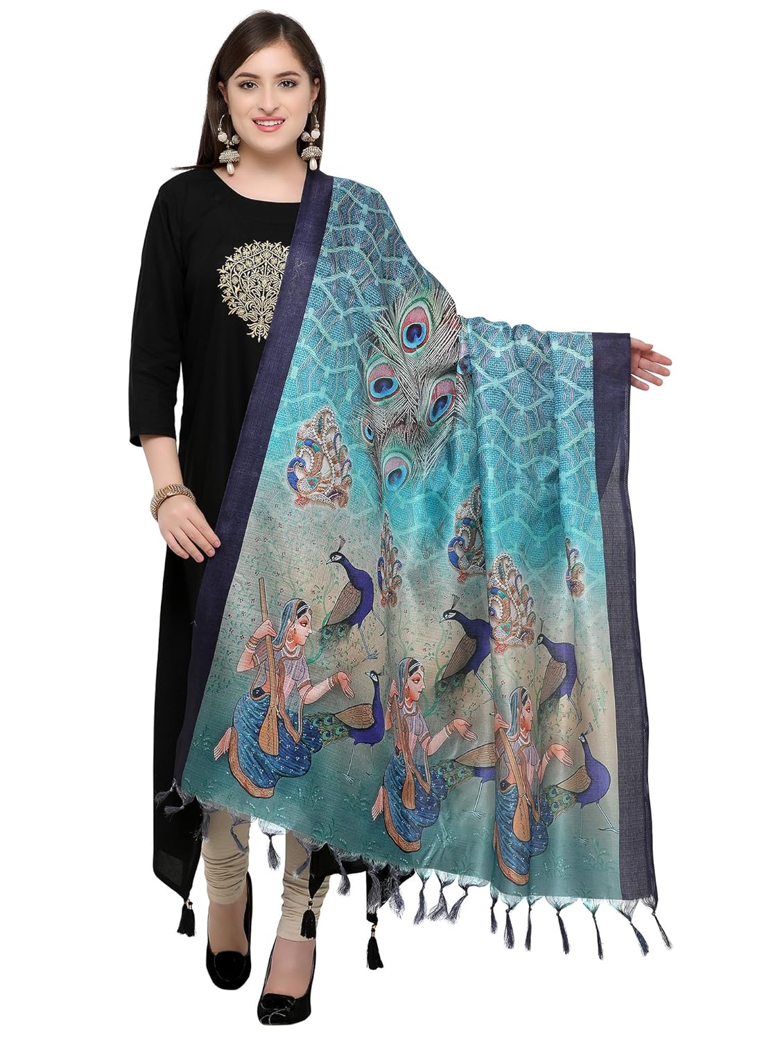 applecreation women's khadi silk dupatta (teal green, free size)