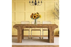 Tribesigns Large Dining Table for 6-8 People, 70.9" Long Wooden Kitchen Dinner Table Farmhouse Modern Style with Arch Design 