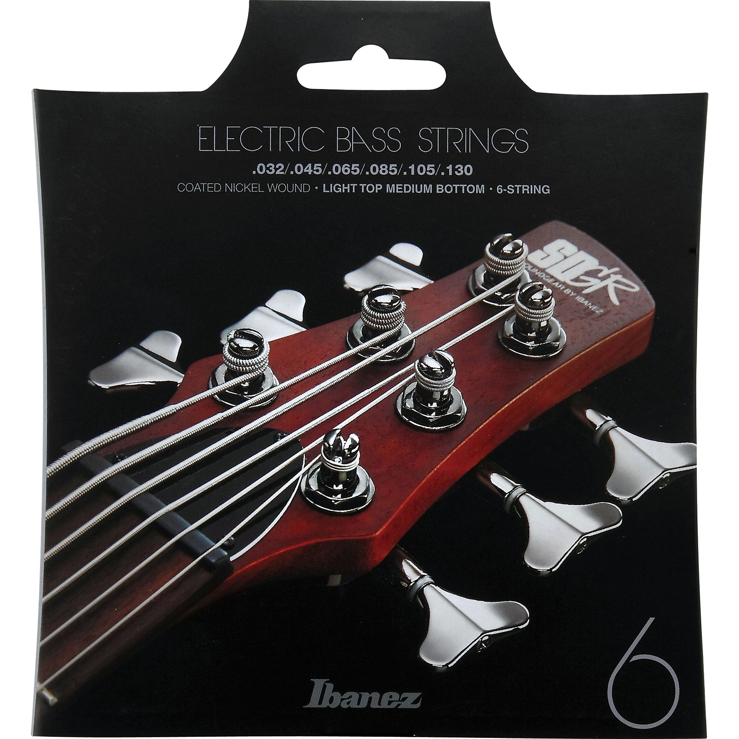 Ibanez IEBS6C 6-String Nickel Bass Guitar Strings - Light Top Medium Bottom, Silver
