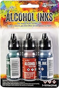 Adirondack Earthtones Alcohol Ink .5oz 3/Pkg-Rustic Lodge-Bottle/Terra-Cotta/Denim