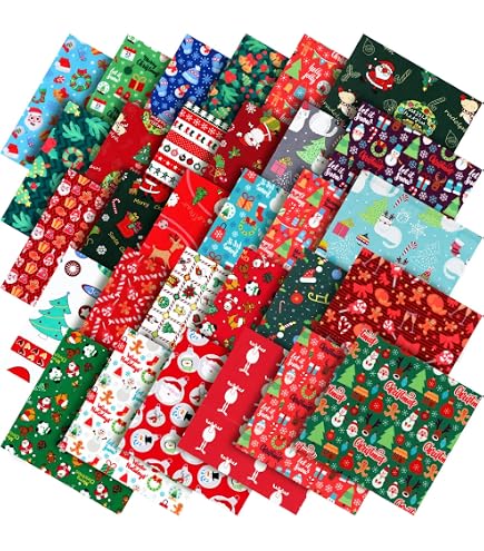 Pack De 80 Carrés De Tissu 5 Pouces Noël – 20 Coloris, 4 De Chaque, Idéal Pour Patchwork
