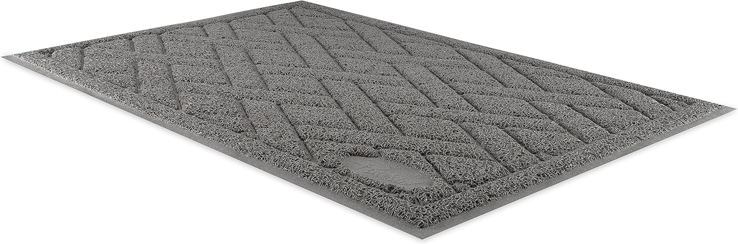 Pawkin Cat Litter Mat, Patented Design with Litter Lock Mesh, Extra Large, Durable, Easy to Clean, Soft, Fits Under Litter Box, Litter Free Floors, Gray: Pet Supplies
