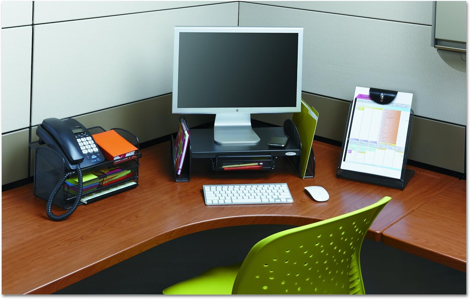 Safco 2160BL Onyx Angled Mesh Steel Telephone Stand, 11 3/4 x 9 1/4 x 7, Black : Safco Telephone Stand With Drawer : Office Products