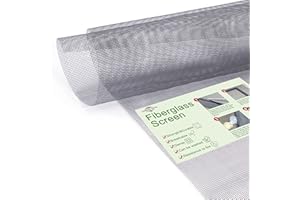 Grey Window Screen Mesh, Loboo Idea Fiberglass Screen Replacement Mesh Grey, Warehouse Fiberglass Window and Door Screen Mesh for Patio and Windows (120x100cm (47.24x39.37 Inches))