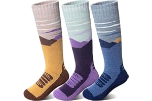 SeeyAN Kids Merino Wool Ski Socks Boys Girls Thermal Warm Boot Thick Winter 3 Pairs Cozy Socks For Skiing & Snowboarding