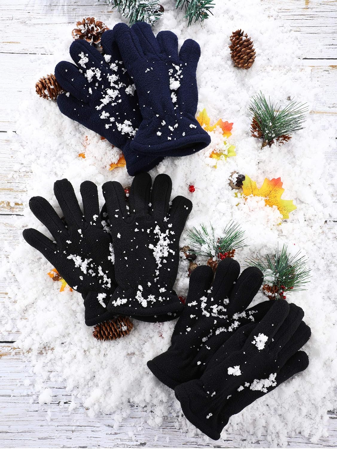 3 Pairs Kids Fleece Gloves Full Fingers Gloves Winter Soft Warm Gloves for Boys Girls Outdoors Activities Supplies: Clothing