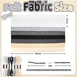 Black White Felt Fabric Sheets: ZAIONE 7 Rolls