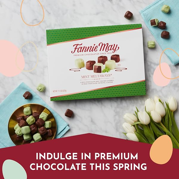 FANNIE MAY, MILK CHOCOLATE CANDY, MINT MELTAWAYS, GIFT BOX, 11.5 OZ