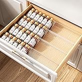 MUDEELA Clear Spice Drawer Organizer, 4 Tier- 2 Set (8 Packs) Spice Rack for Drawer, Expandable From 11" to 22" Kitchen Seasoning Organizers and Storage for Drawer (Jars not included)