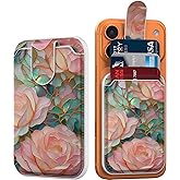 DEENAKIN for MagSafe Wallet,3 Card Holder With RFID Blocking, Slim Magnetic Wallet for iPhone 17/16/15/14/13/12/11 Series with Cute Trendy Floral Designs for Women/Girls, Blooming Pink Rose