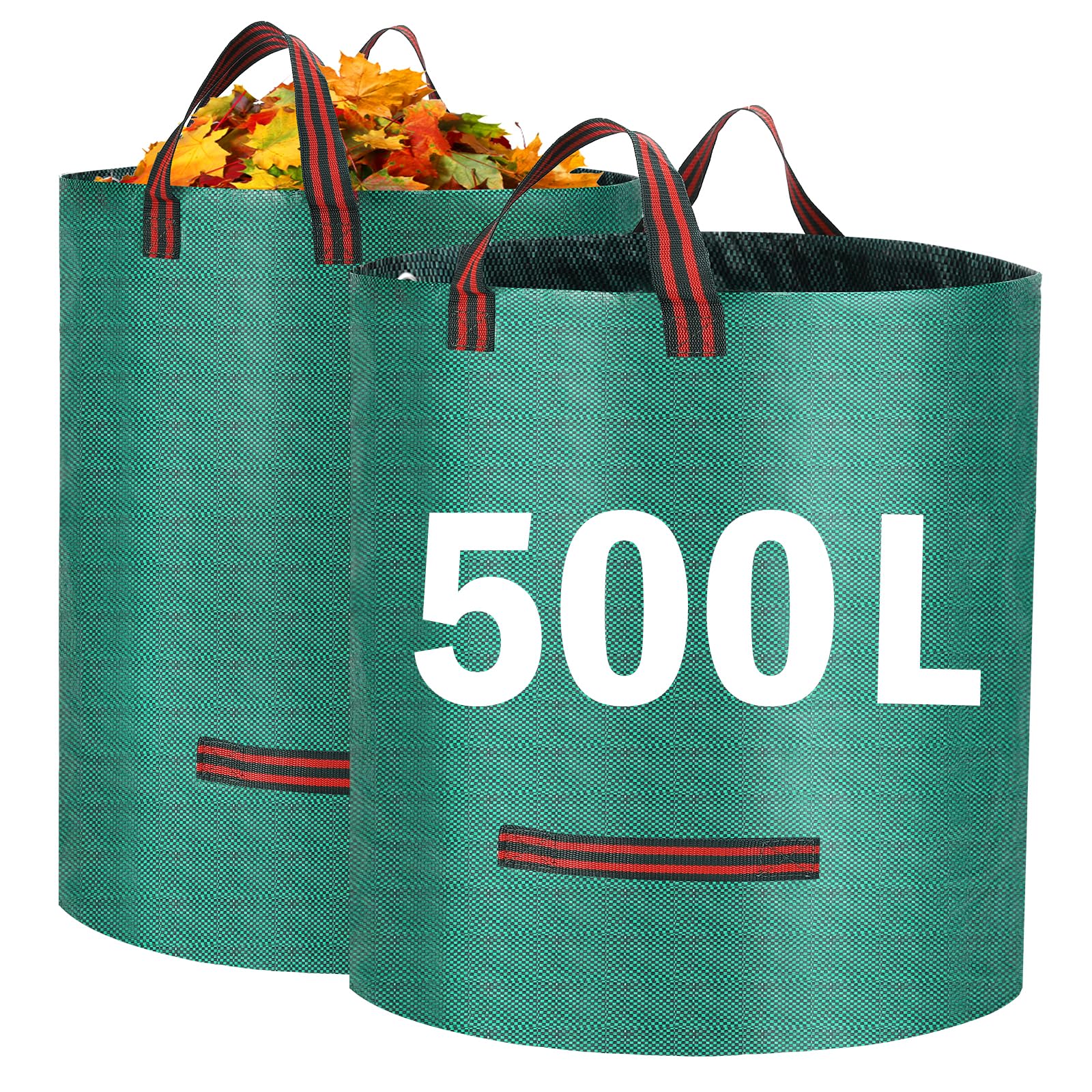 Heavy Duty Garden Waste Bags, 500 Litre Large Garden Bag with Handles, Reusable Builders Bags Refuse Rubbish Bag, Waterproof Garden Green Waste Sack for Plant Leaf Trash Debris